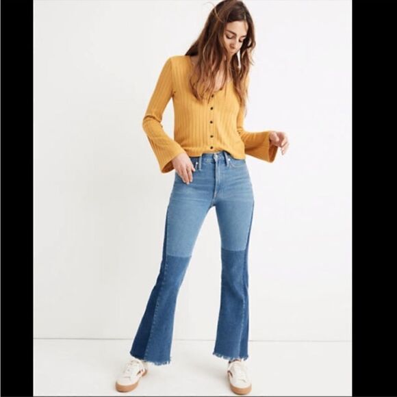 Madewell X ISKO Patchwork Rigid Flare Jeans 27 - Picture 2 of 9